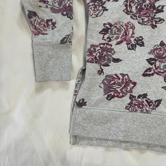 Calvin Klein Light Gray Purple Floral Print Cowelneck Cropped Sweater | Size S - Picture 2 of 5